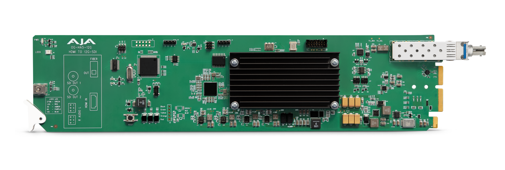 AJA 2G-SDI to HDMI 2.0 Conversion, with LC Fiber Receiver Front