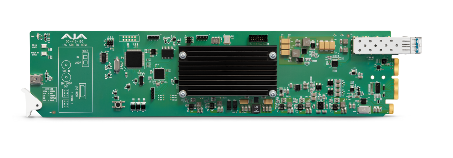 AJA 12G-SDI to HDMI 2.0 Conversion with LC Fiber Transceiver Front