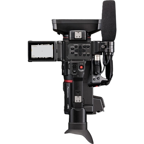 Professional video camera on a white background