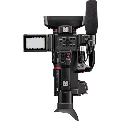 Professional video camera on a white background
