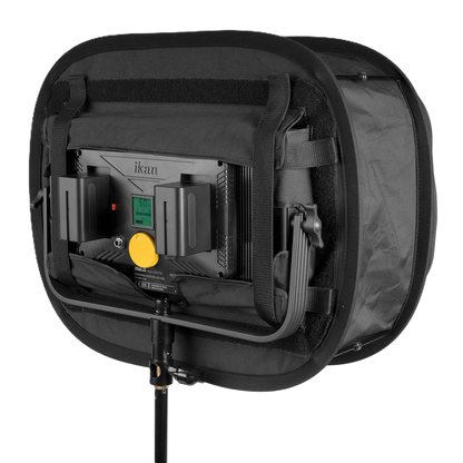 Black softbox with ikan branding on a white background