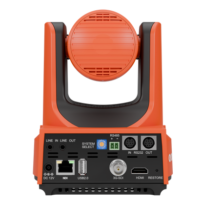 PTZOptics Move 4K 20X NDI|HX PTZ Camera - Red Inputs Ports Rear Back View