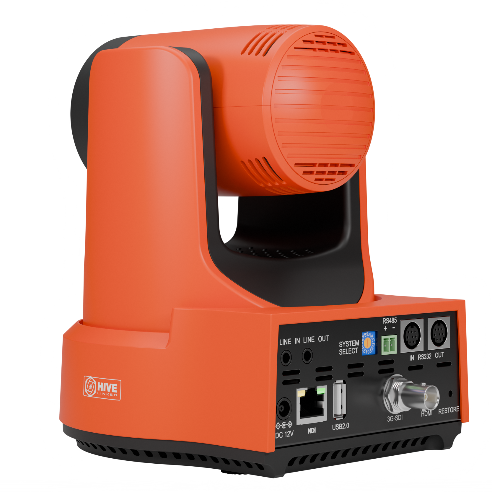 PTZOptics Move 4K 20X NDI|HX PTZ Camera - Red Left Back Angle