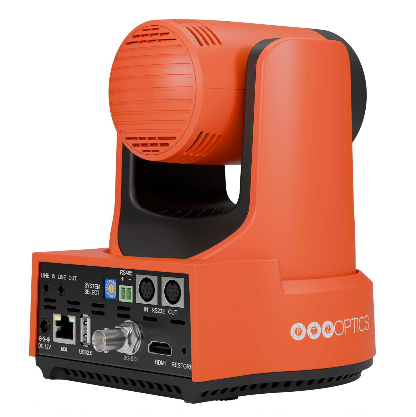 PTZOptics Move 4K 20X NDI|HX PTZ Camera - Red Right Back Angle