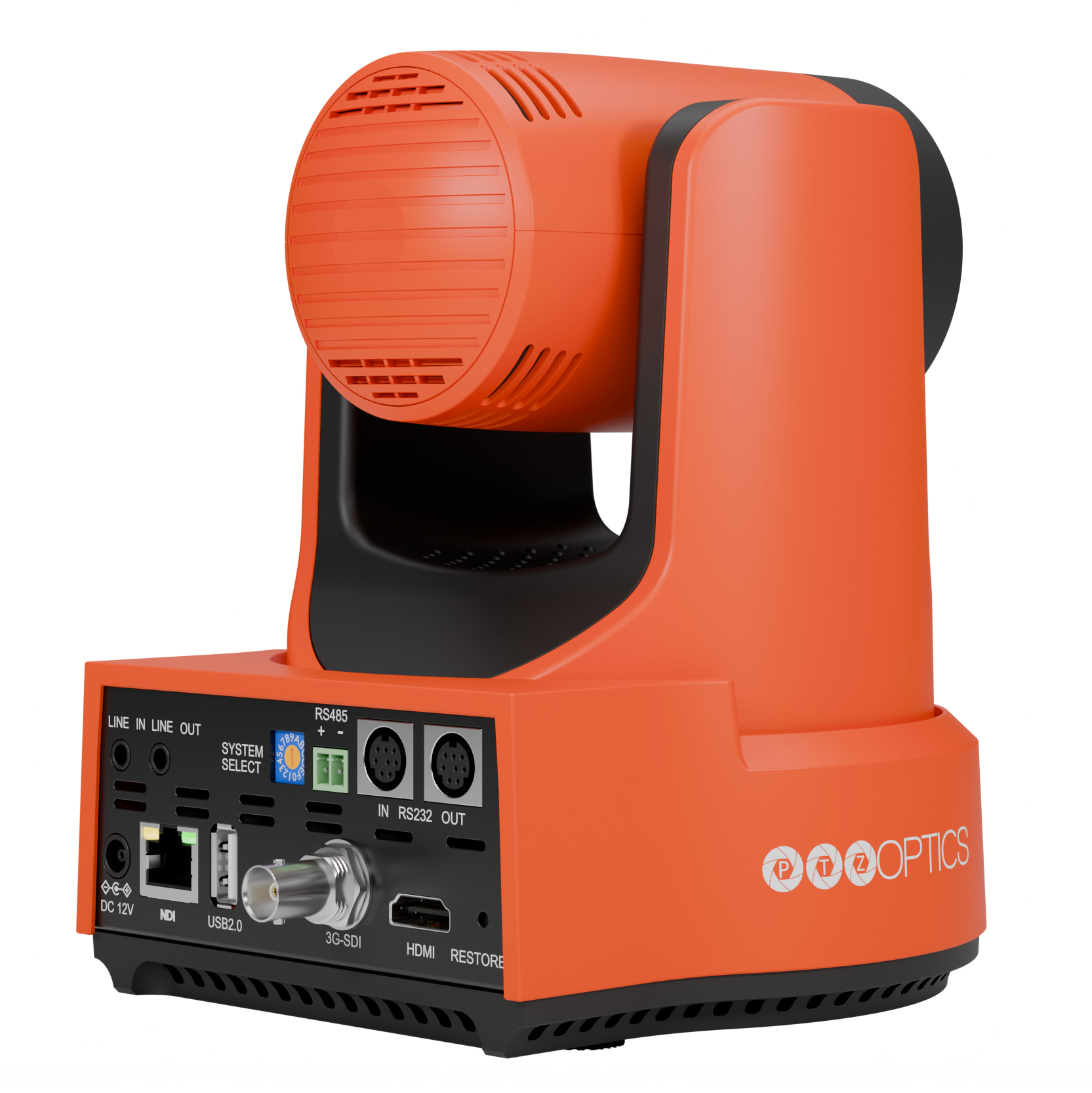 PTZOptics Move 4K 20X NDI|HX PTZ Camera - Red Right Back Angle