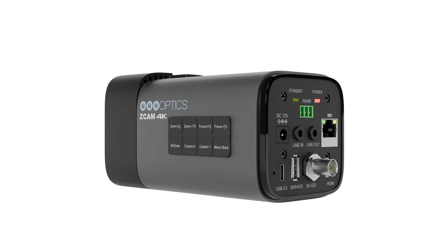 PTZOptics Studio 4K 20x Zoom Box Camera Rear Angle View Right