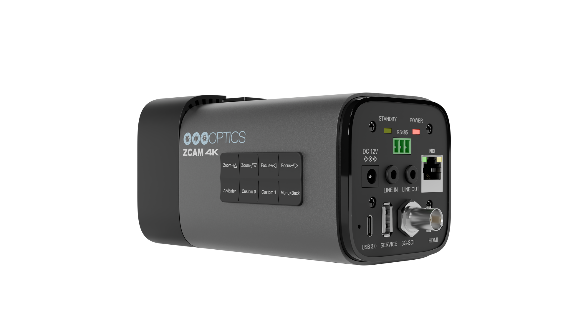 PTZOptics Studio 4K 20x Zoom Box Camera Rear Angle View Right