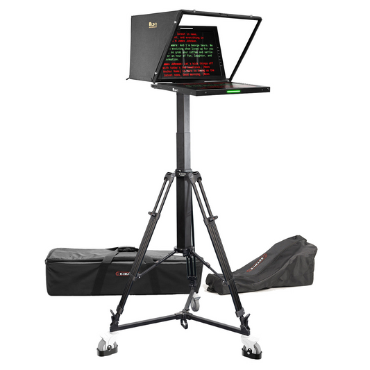 IKAN 19″ 4:3 PTZ Teleprompter, Motorized Pedestal, & Dolly Turnkey