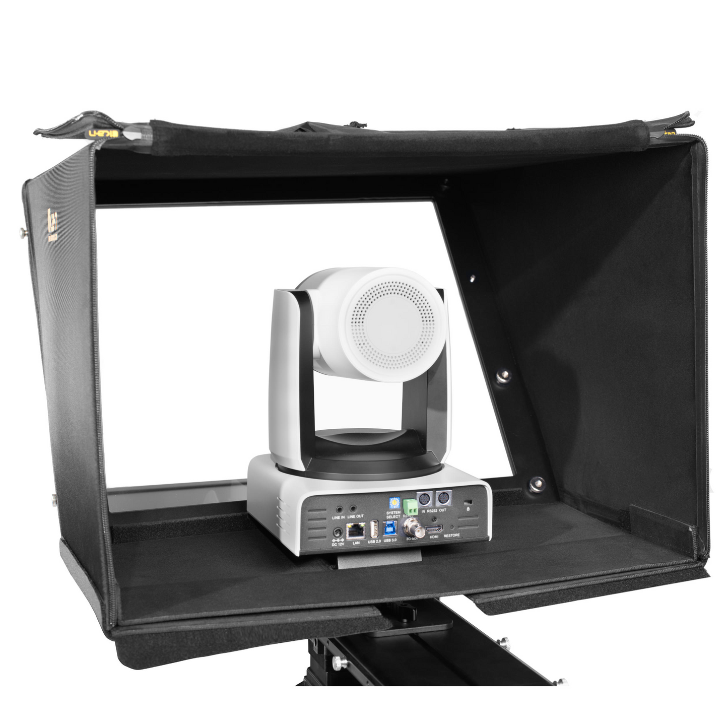 IKAN 19″ 4:3 PTZ Teleprompter, Motorized Pedestal, & Dolly Turnkey