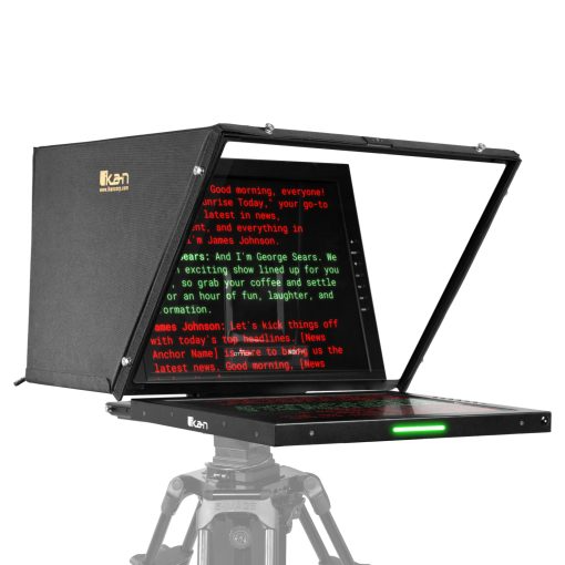 IKAN 19″ 4:3 PTZ Teleprompter, Motorized Pedestal, & Dolly Turnkey