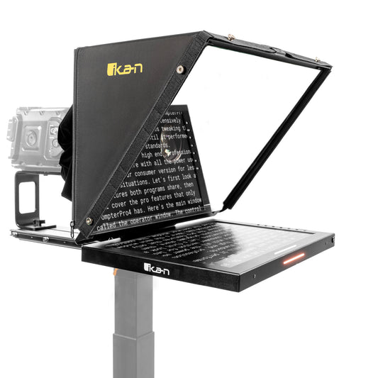 iKan Professional 19 in. High Bright Beam Splitter Teleprompter w/ Widescreen SDI Tally Monitor