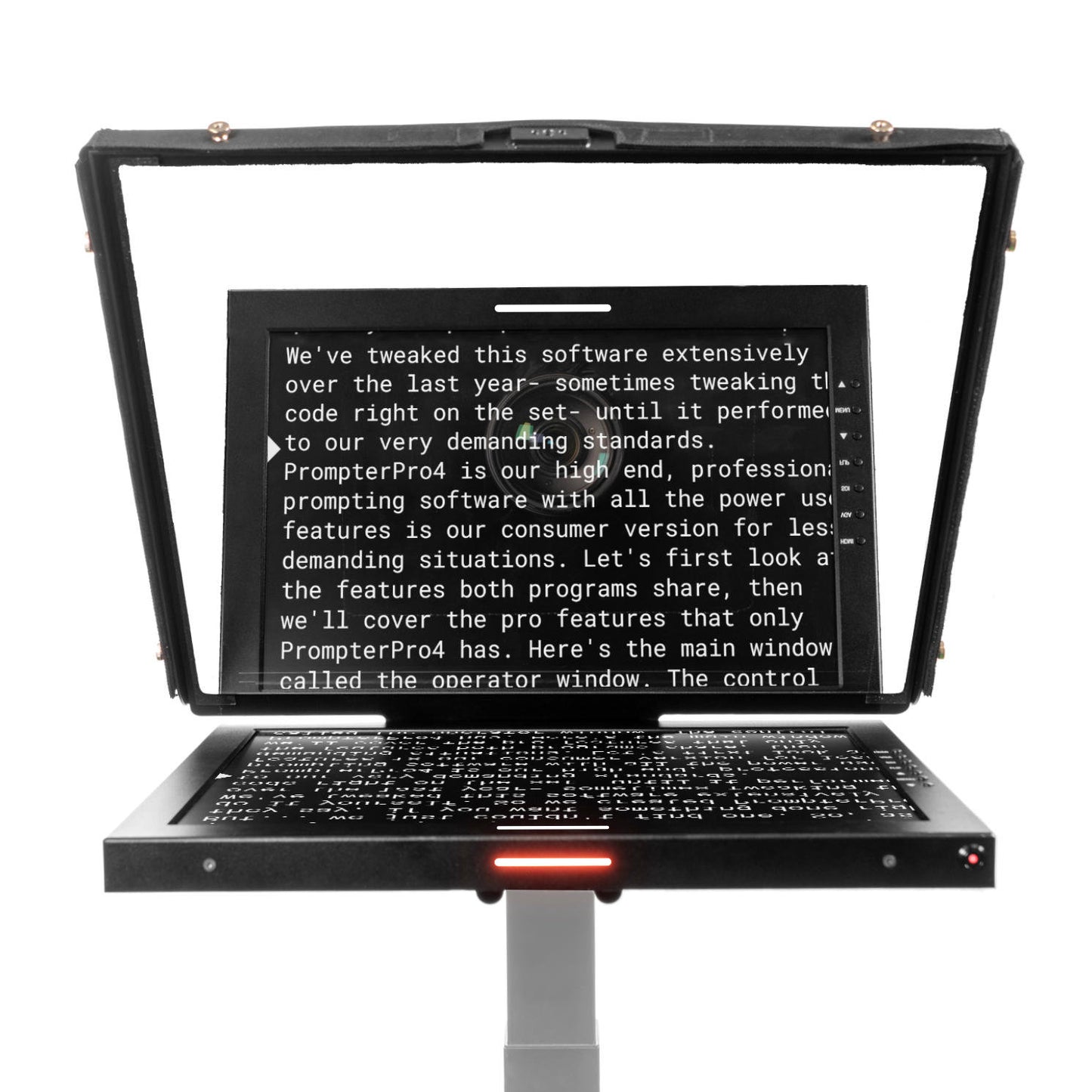 iKan Professional 19 in. High Bright Beam Splitter Teleprompter w/ Widescreen SDI Tally Monitor