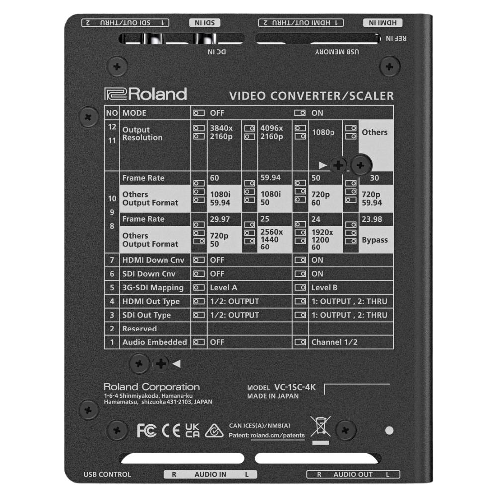 Roland video converter scaler with control panel on a white background