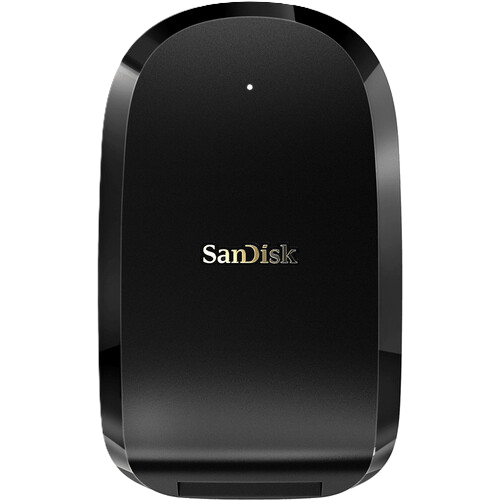 Black SanDisk external hard drive on a white background SanDisk Extreme PRO CFexpress Card Reader