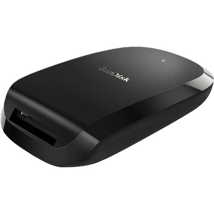 Black SanDisk USB drive on a white background SanDisk Extreme PRO CFexpress Card Reader