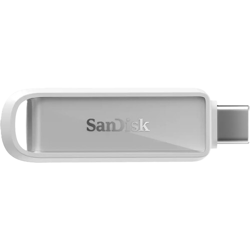 SanDisk Phone Drive with USB-C (Arctic White) USB flash drive on a white background