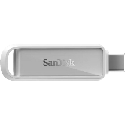 SanDisk Phone Drive with USB-C (Arctic White) USB flash drive on a white background