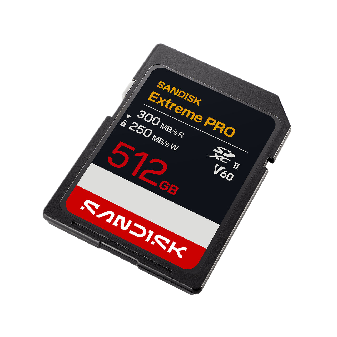 Sandisk Extreme Pro SD card on a white background