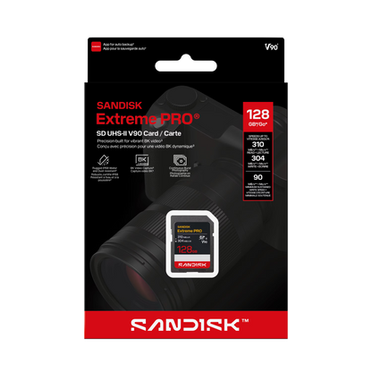 SanDisk Extreme PRO SD UHS-II V90 Card 128GB Packaging Box