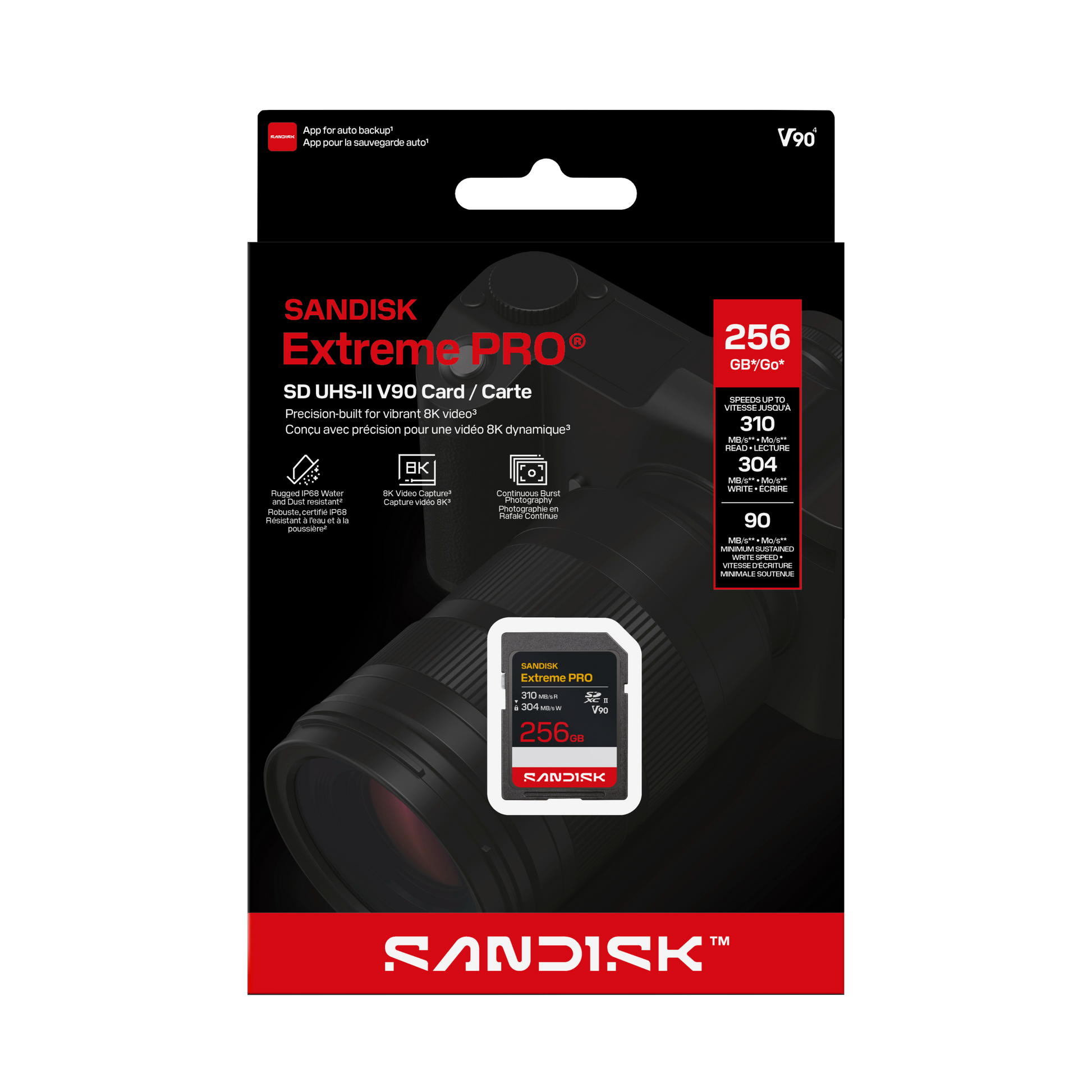 SanDisk Extreme PRO SD UHS-II V90 Card 256GB Packaging Box