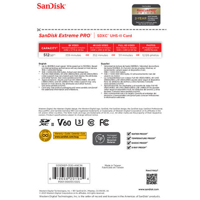 SanDisk Retail SanDisk 512GB Extreme PRO UHS-II SDXC Memory Card