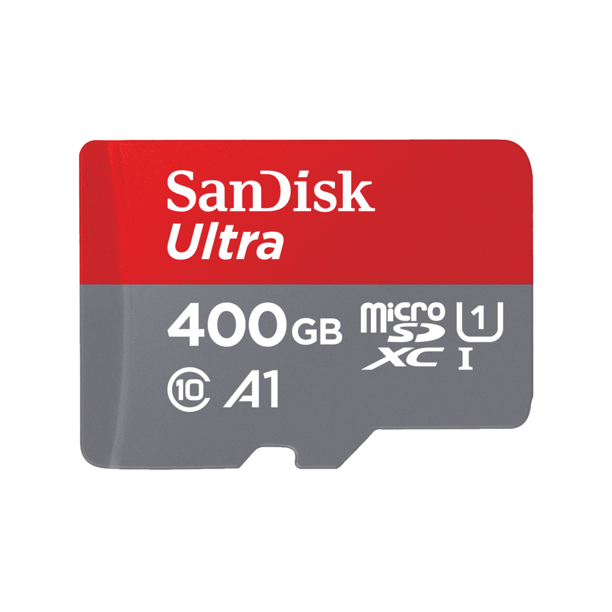 SanDisk Ultra 400GB microSDXC card on a white background
