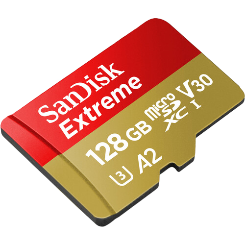 SanDisk Extreme microSDXC UHS-I Card - 128GB Angle