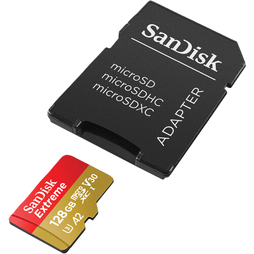 SanDisk Extreme microSDXC UHS-I Card - 128GB Adapter