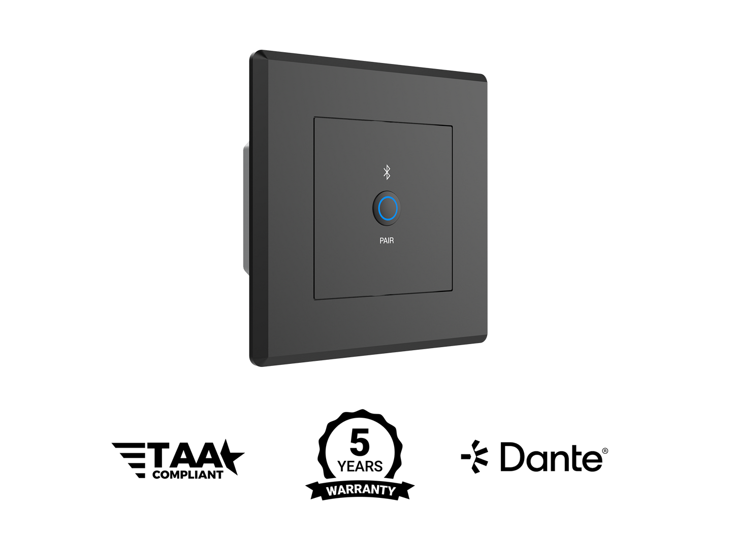 Turtle Dante Bluetooth Wallplate, EU Wall Box (Black)