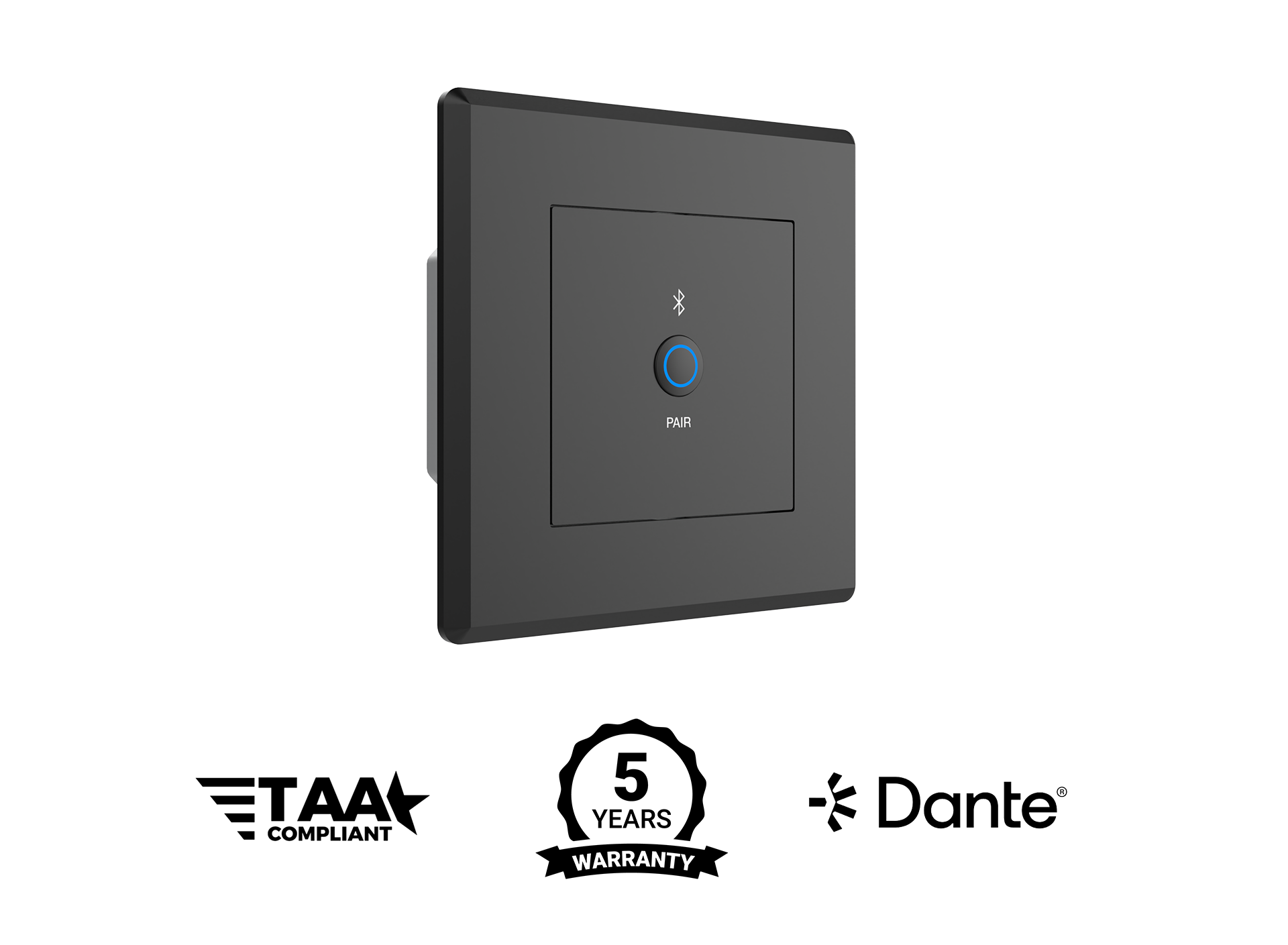 Turtle Dante Bluetooth Wallplate, EU Wall Box (Black)