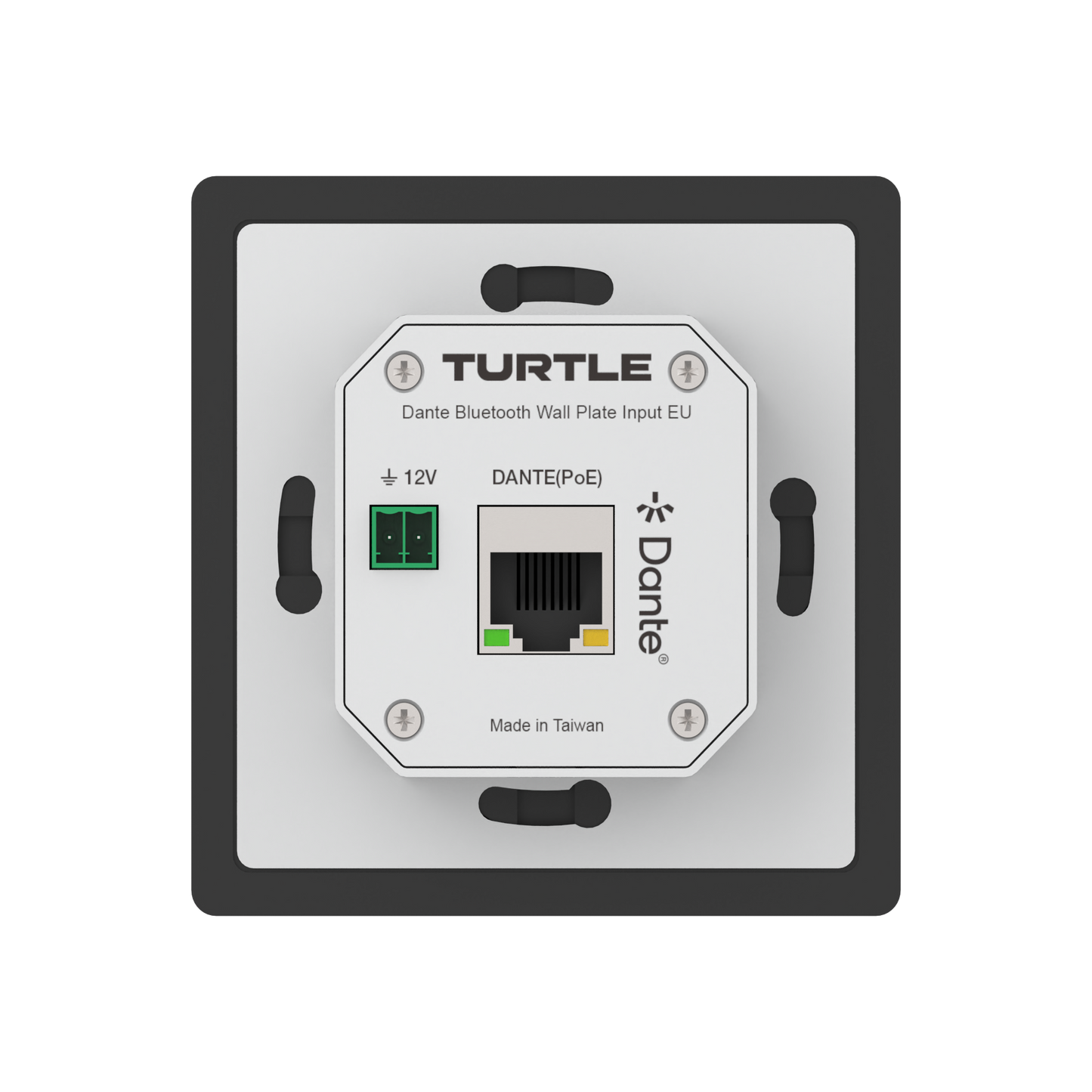 Turtle Dante Bluetooth Wallplate, EU Wall Box (Black) Ports Close Up