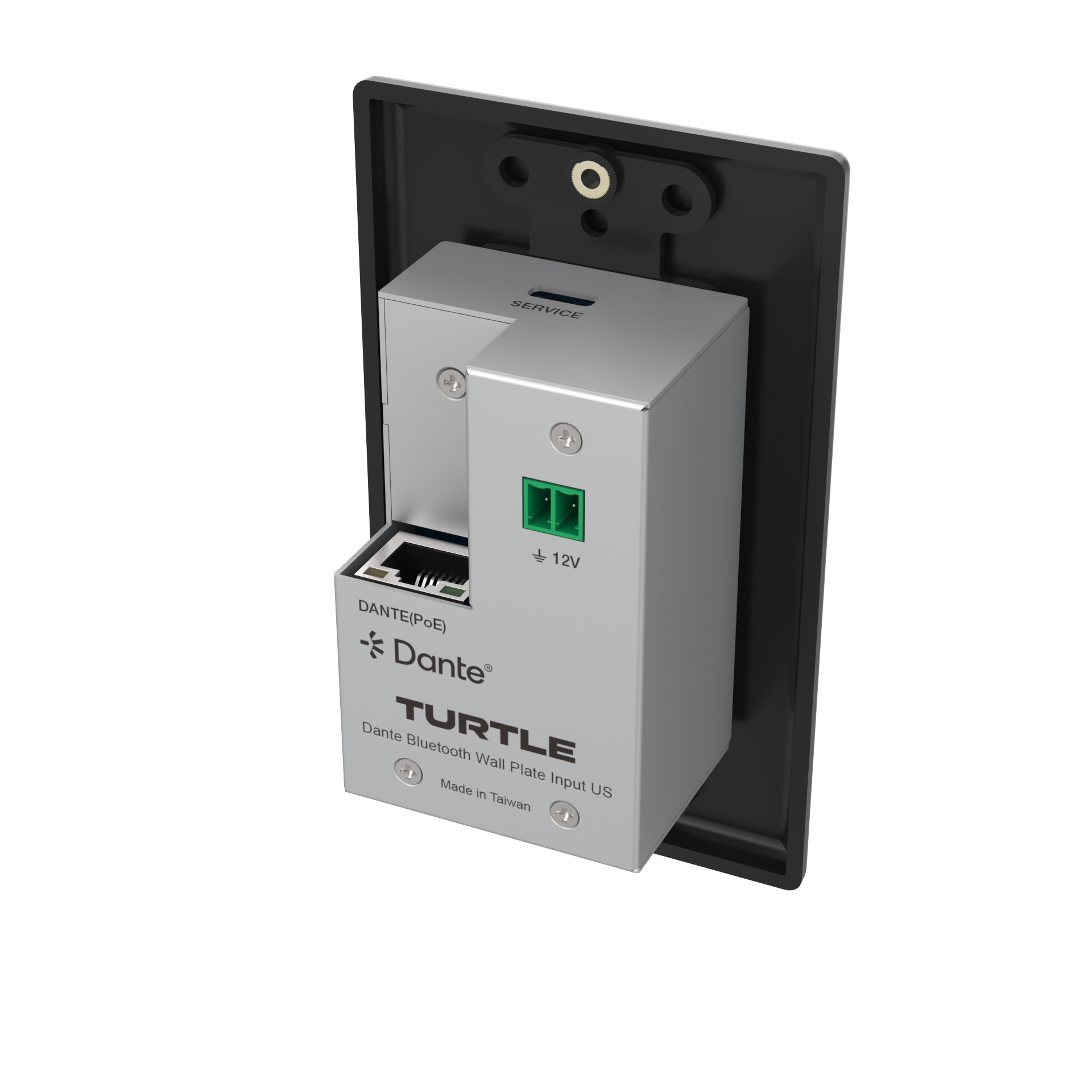 Turtle Dante Bluetooth Wallplate, US 1 Gang Decora (Black)