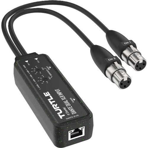 Turtle Cable Dante dual channel audio converter on a white background