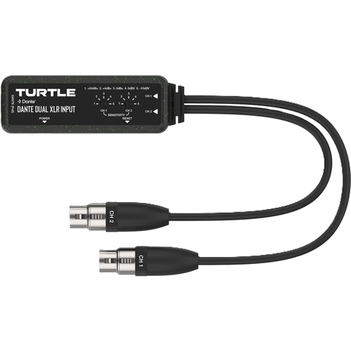 Turtle Dante dual XLR input adapter on a white background