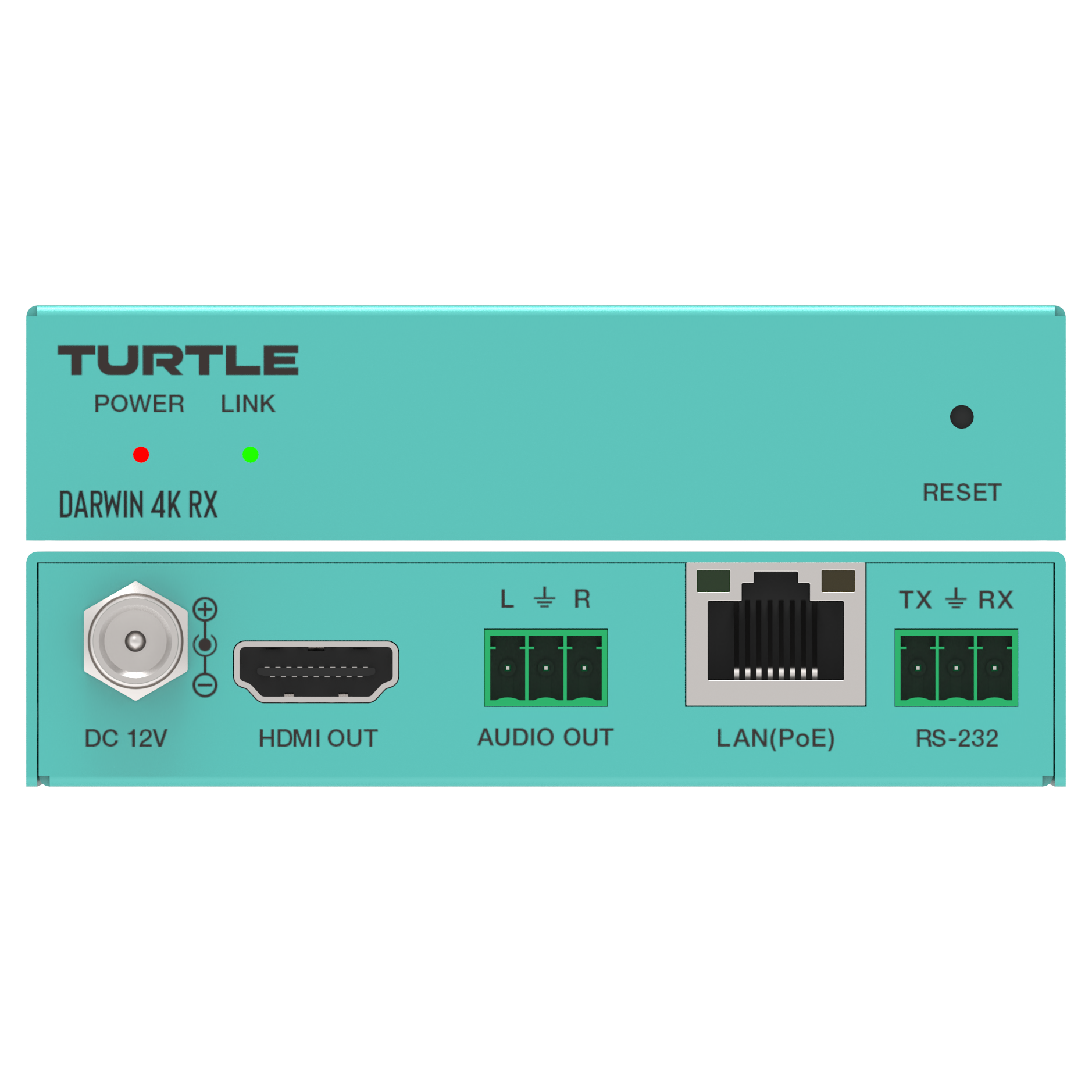 Turtle DARWIN 4K RX. H.265 HDMI 4K AV over IP Receiver Front