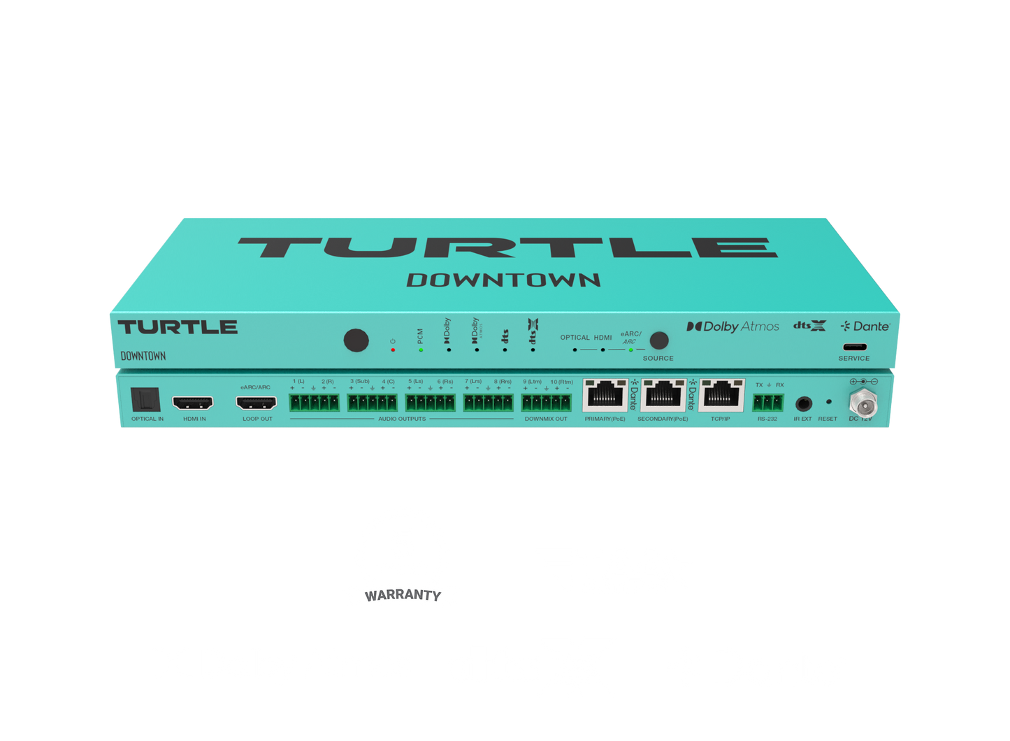 Turtle AV DOWNTOWN. Multi-channel Dolby Atmos and DTS to Dante Encoder