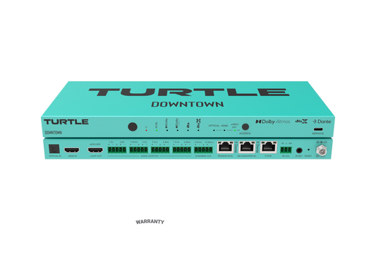Turtle AV DOWNTOWN. Multi-channel Dolby Atmos and DTS to Dante Encoder