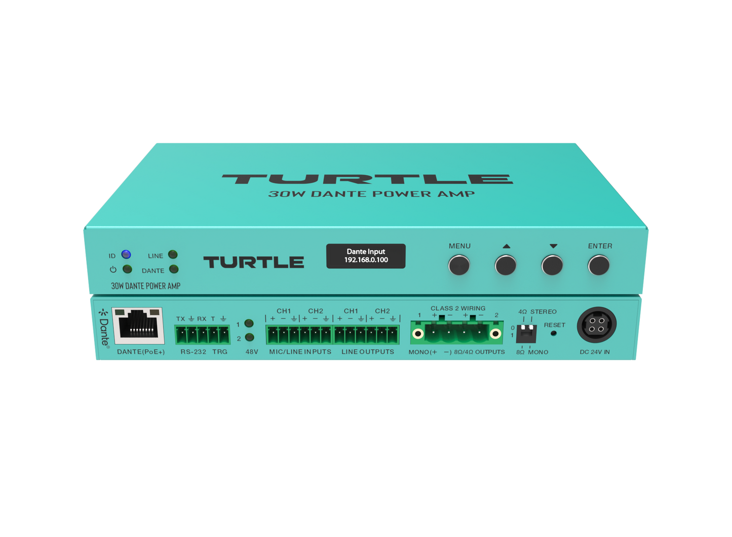 Turtle Av 30W PoE+ Dante Power Amp Ports