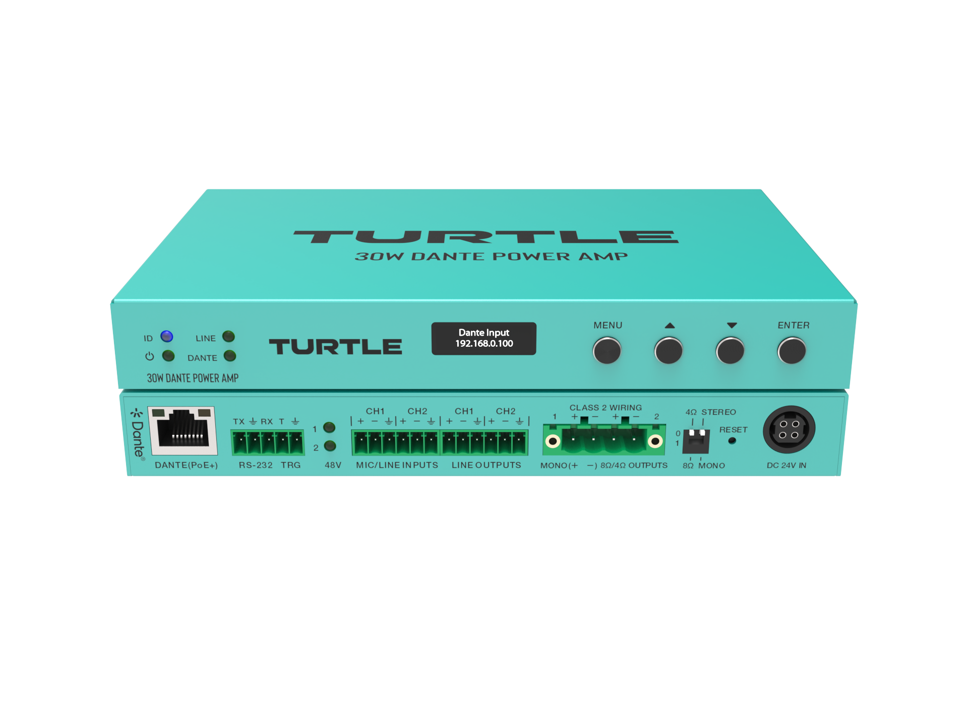 Turtle Av 30W PoE+ Dante Power Amp Ports