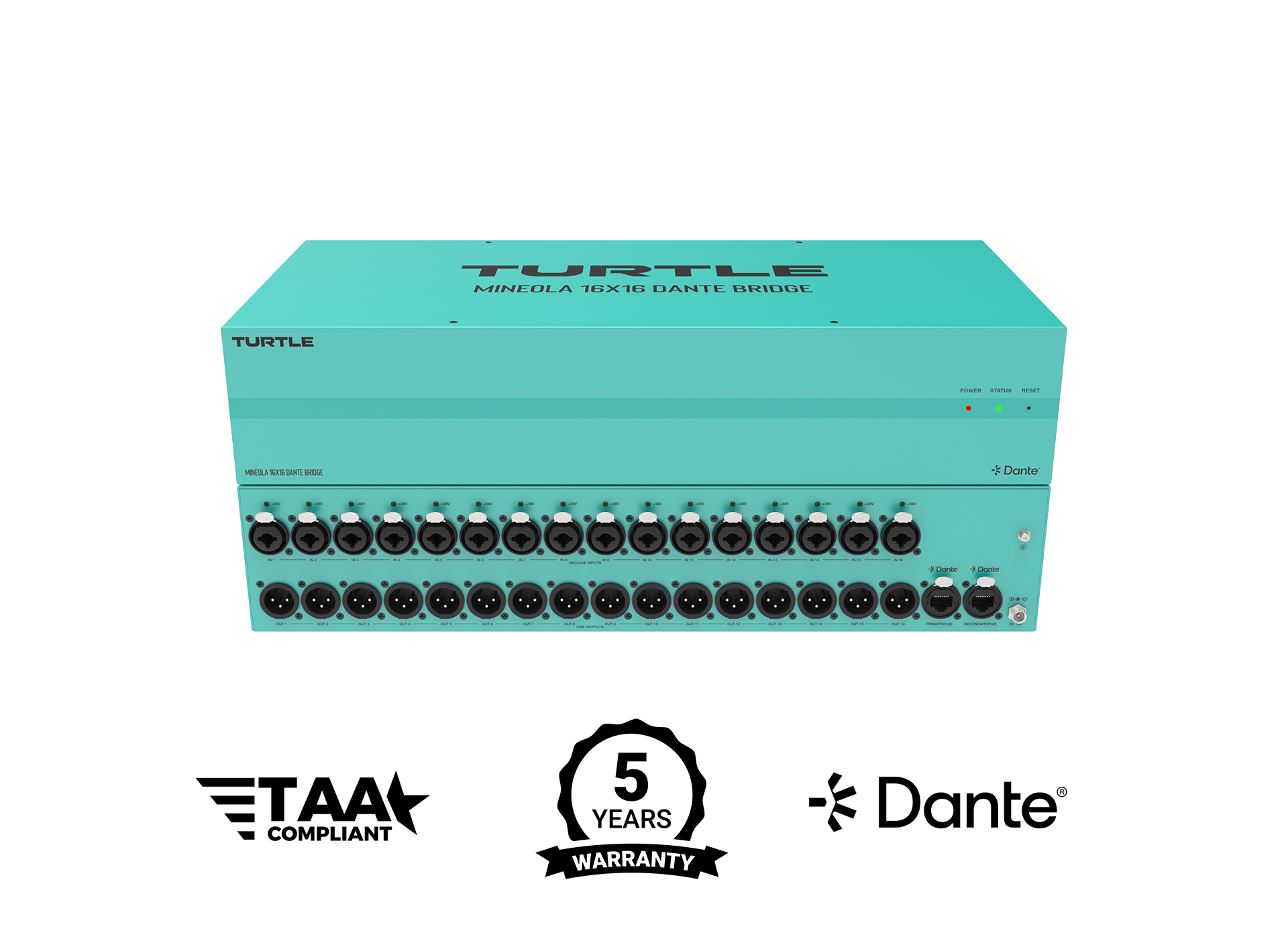 Turtle AV Mineola 16x16 Dante Audio Bridge