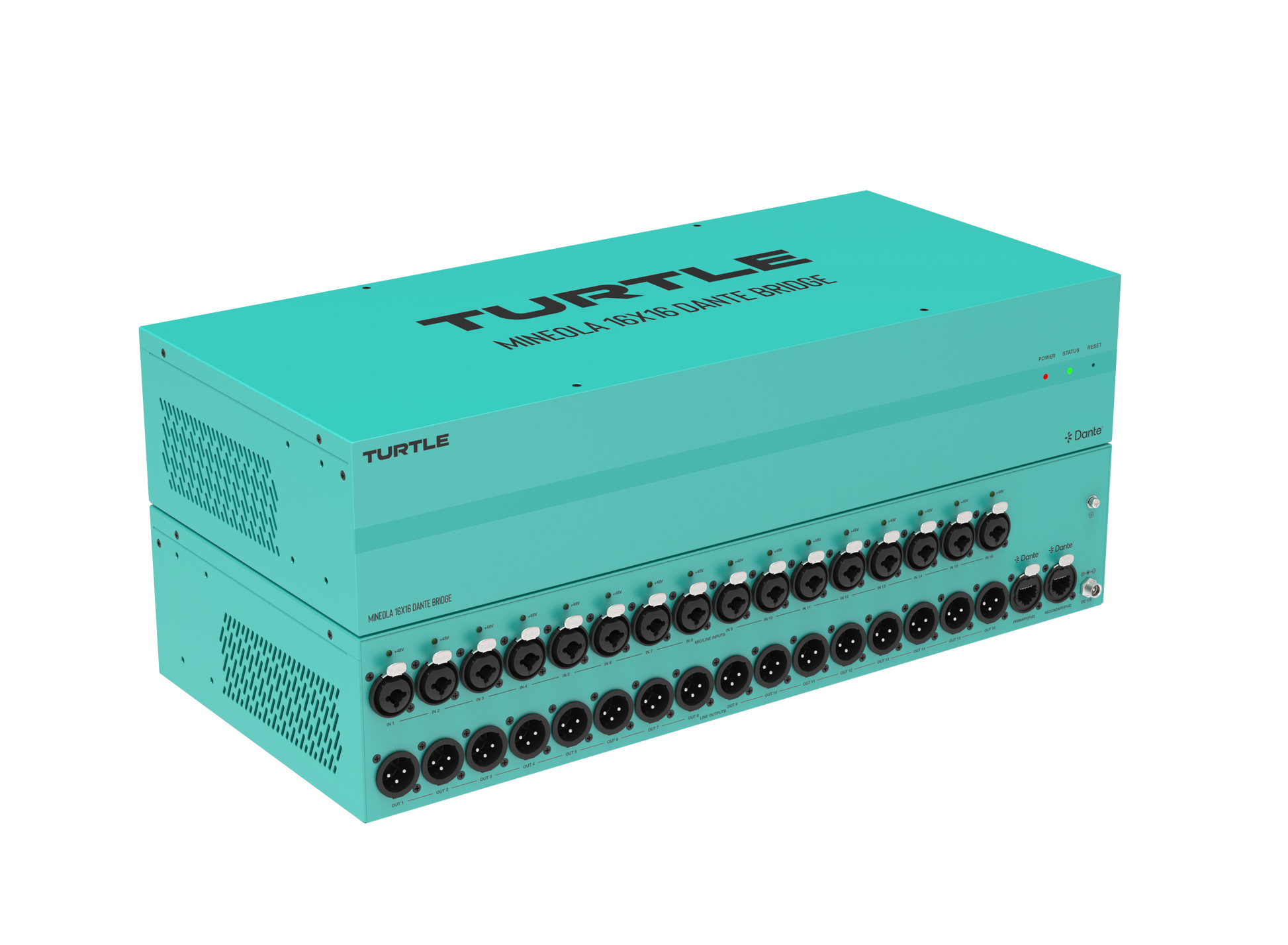 Turtle AV Mineola 16x16 Dante Audio Bridge Angled