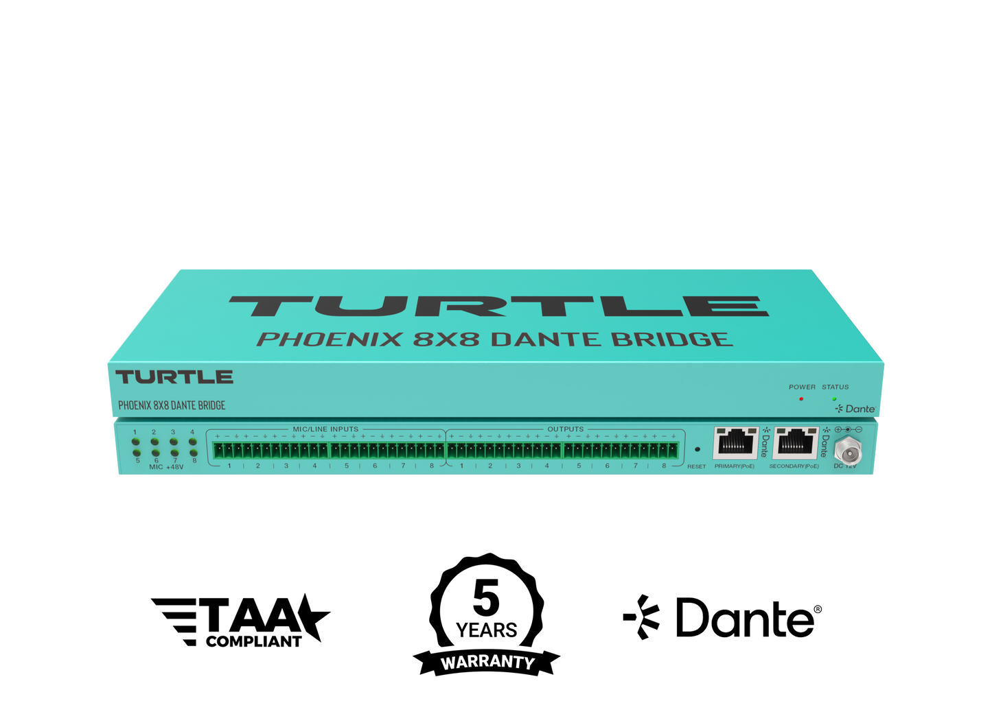 Turtle AV Phoenix 8x8 Dante Audio Bridge