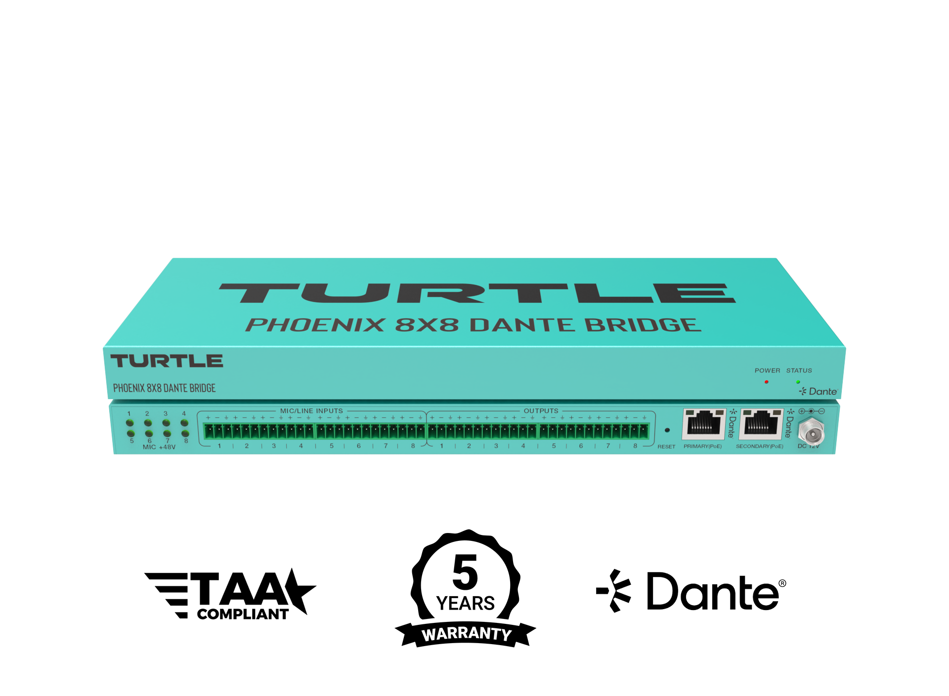 Turtle AV Phoenix 8x8 Dante Audio Bridge