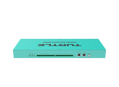 Turquoise network switch with 'Turtle' branding on a white background