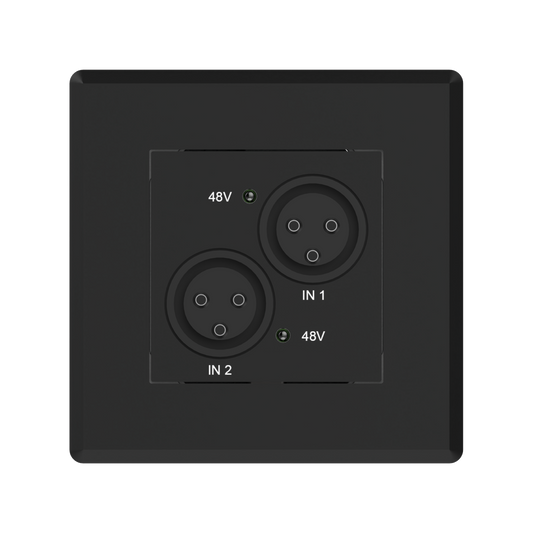 Turtle Dual Analog XLR Input to Dante Wallplate EU Wall Box Front
