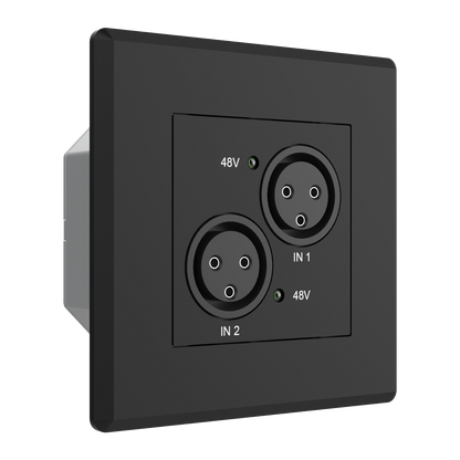 Turtle Dual Analog XLR Input to Dante Wallplate EU Wall Box