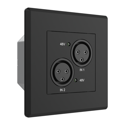Turtle Dual Analog XLR Input to Dante Wallplate EU Wall Box