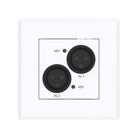 Turtle Dual Analog XLR Input to Dante Wallplate EU Wall Box Front