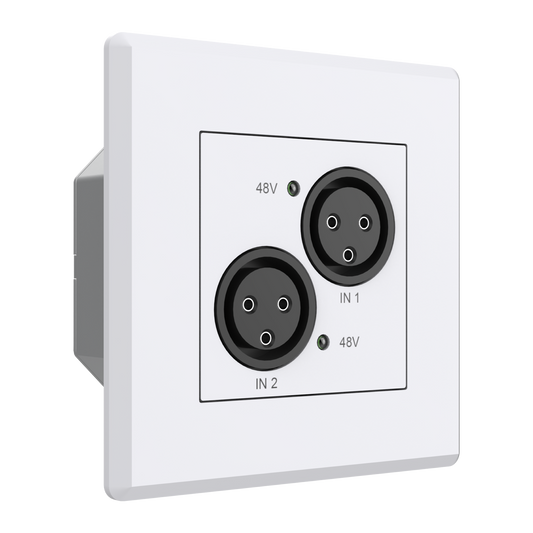 Turtle Dual Analog XLR Input to Dante Wallplate EU Wall Box