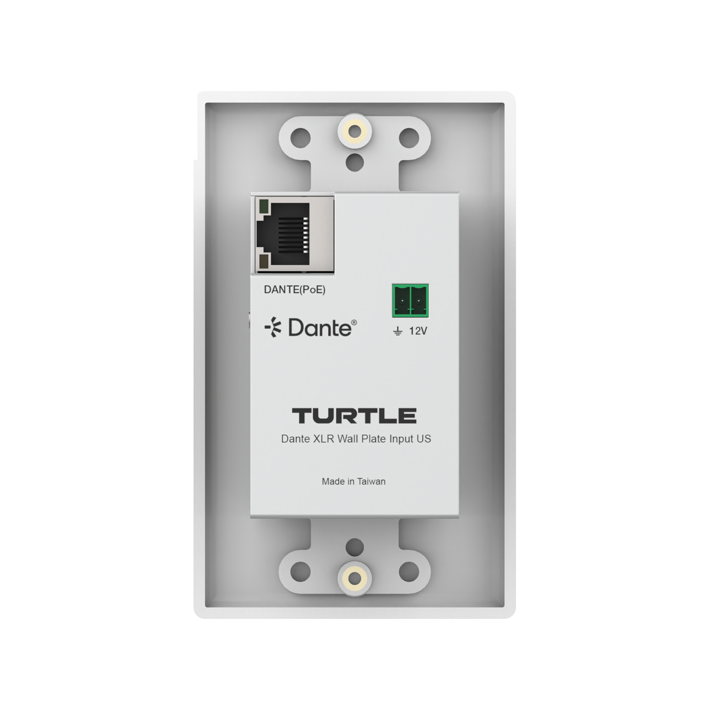 Turtle Dante XLR wall plate input unit packaging on a white background